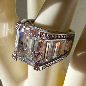 Large Radiance by Absolute Emerald Cut WOW Statement Ring - Sz 6